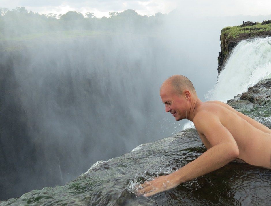 Zambia: Victoria Falls taking a swim in the Devil's Pool
